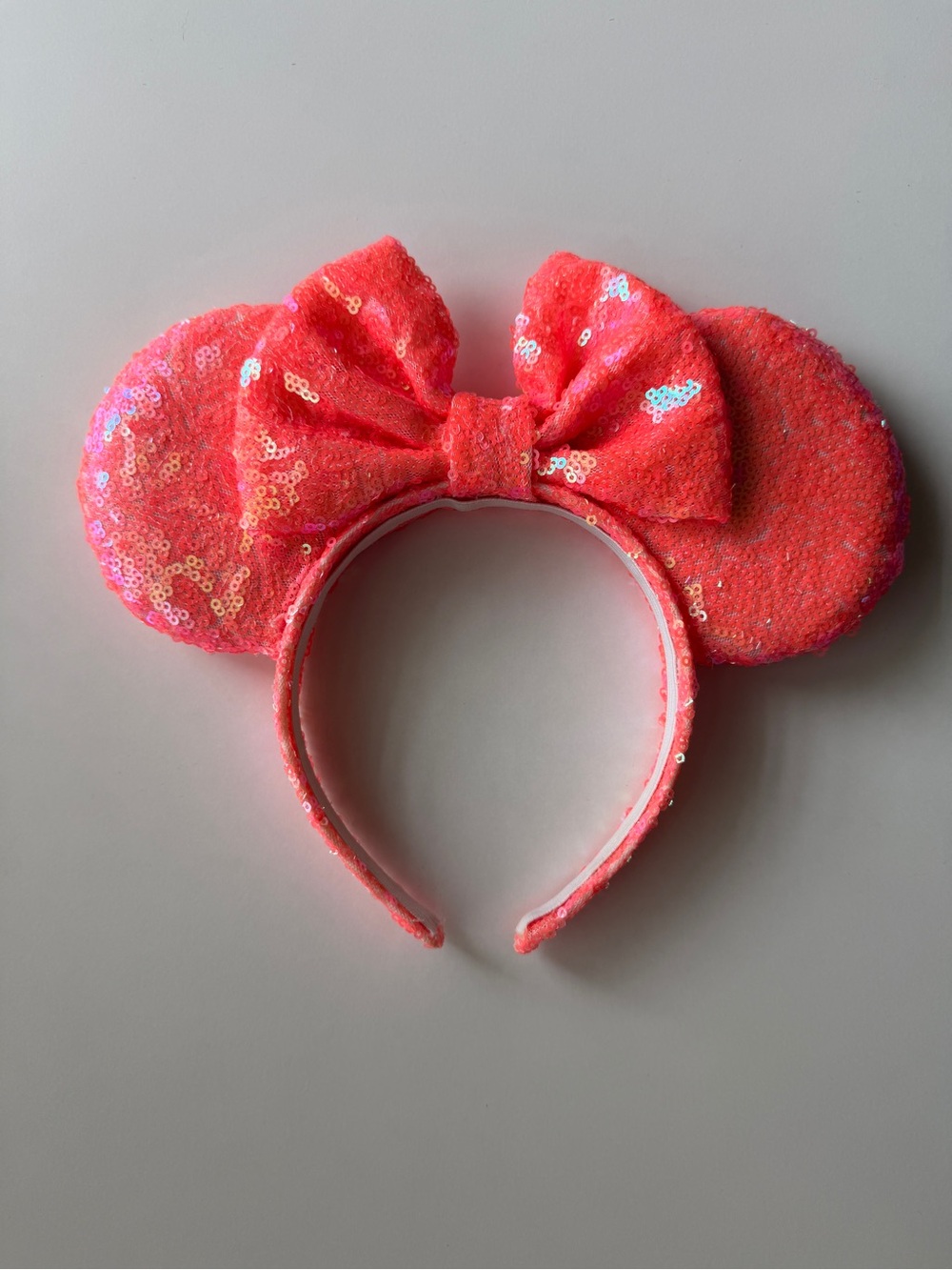 Coral Sequin Minnie Ear Headband